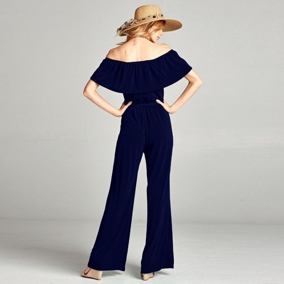 NEW LOVE KUZA RUFFLE OFF THE SHOULDER JUMPSUIT - Picture 2 of 2